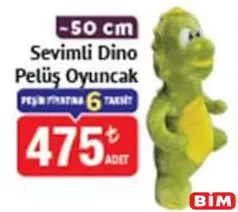 SEVİMLİ DİNO PELUŞ OYUNCAK 50 CM fiyat ve kampanya bilgisi